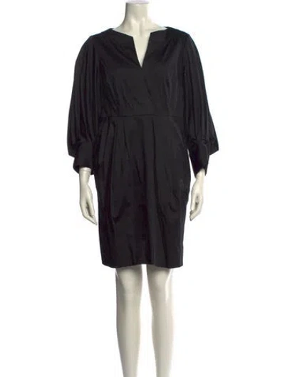 Pre-owned Per Se V-neck Mini Dress In Black