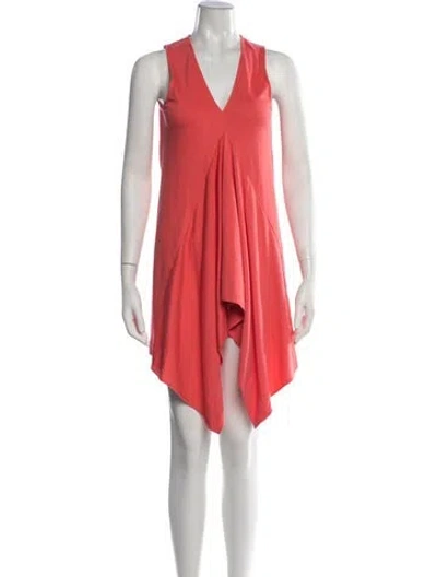 Pre-owned Per Se V-neck Mini Dress In Red
