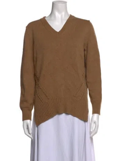Pre-owned Per Se V-neck Sweater In Brown