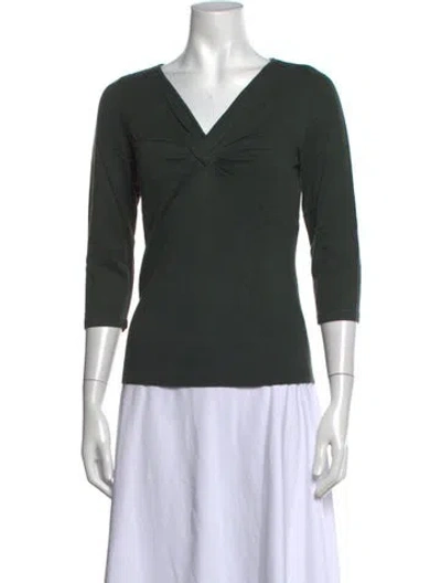 Pre-owned Per Se V-neck Sweater In Green