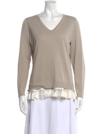 Pre-owned Per Se V-neck Sweater In Neutral