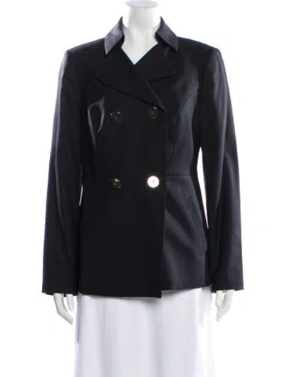 Pre-owned Per Se Wool Biker Jacket In Black