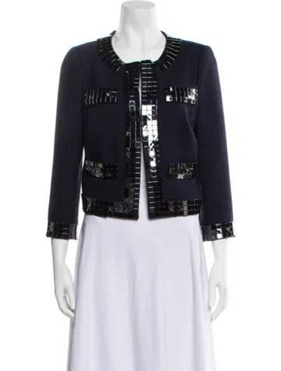 Pre-owned Per Se Wool Bolero In Blue