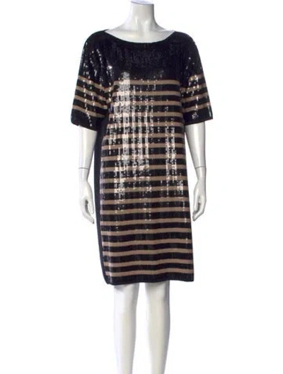 Pre-owned Per Se Wool Knee-length Dress In Black