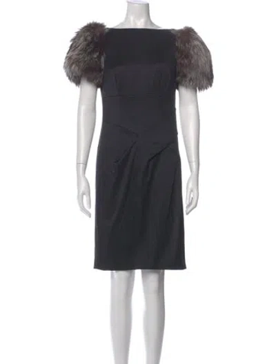 Pre-owned Per Se Wool Knee-length Dress In Gray