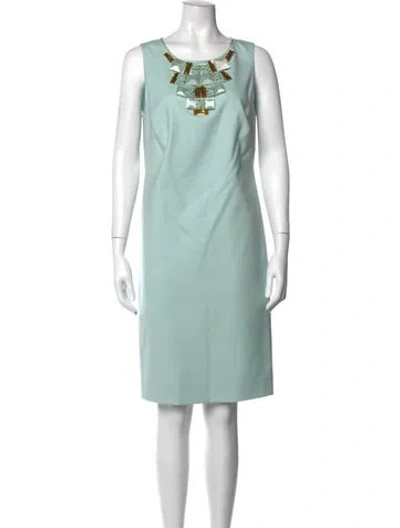 Pre-owned Per Se Wool Knee-length Dress In Green