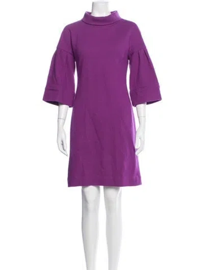 Pre-owned Per Se Wool Knee-length Dress In Purple