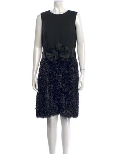 Pre-owned Per Se Wool Mini Dress In Black