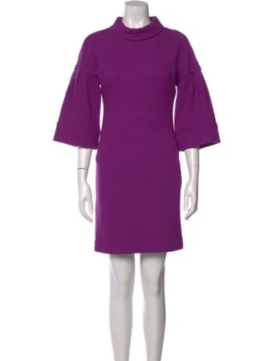 Pre-owned Per Se Wool Mini Dress In Purple