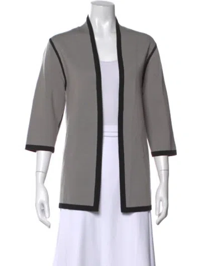 Pre-owned Per Se Wool Open Front Sweater In Gray