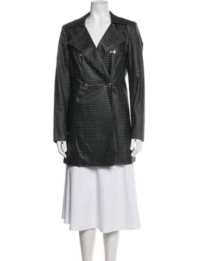 Pre-owned Per Se Wool Plaid Print Blazer In Grey