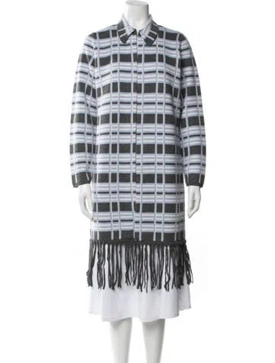 Pre-owned Per Se Wool Plaid Print Coat W/ Tags In Blue