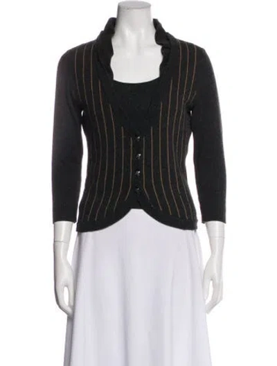 Pre-owned Per Se Wool Striped Set In White