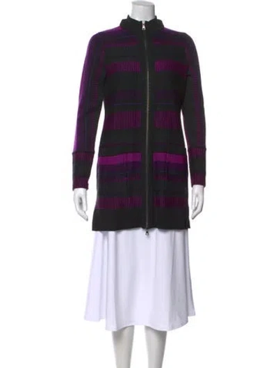 Pre-owned Per Se Wool Striped Sweater In Black