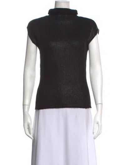 Pre-owned Per Se Wool Turtleneck Sweater In Black