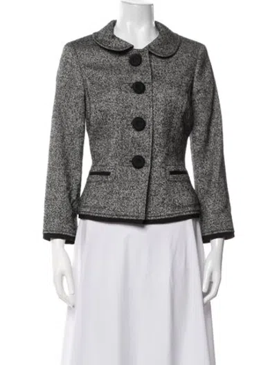 Pre-owned Per Se Wool Tweed Pattern Blazer In Grey