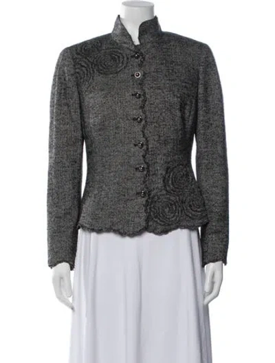 Pre-owned Per Se Wool Tweed Pattern Jacket In Grey