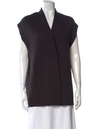 Pre-owned Per Se Wool V-neck Sweater In Black