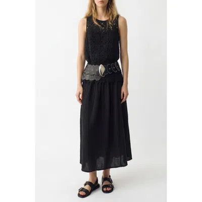 Per Una By M&s Crochet Double Cloth Sleeveless Maxi Dress In Black