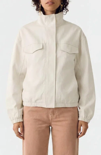 Per Una By M&s Crop Cotton Blend Twill Utility Jacket In White