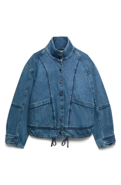 Per Una By M&s Denim Bomber Jacket In Blue