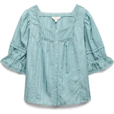 Per Una By M&s Floral Embroidered Lace Trim Button-up Top