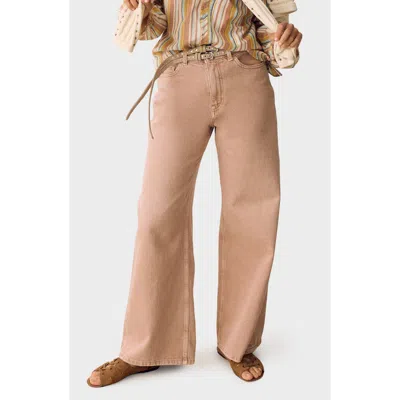Per Una By M&s High Waist Wide Leg Jeans In Brown
