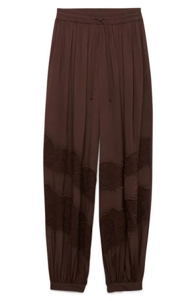 Per Una By M&s Lace Balloon Tie Waist Pants In Dark Mole