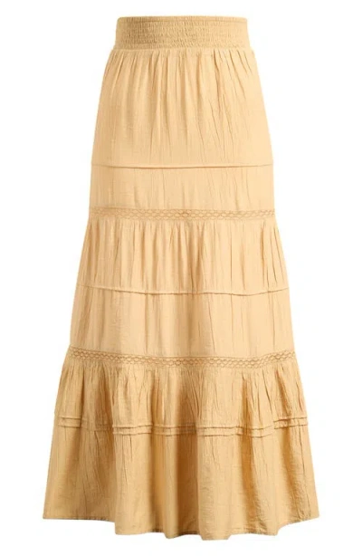 Per Una By M&s Lace Trim Tiered Maxi Skirt In Brown
