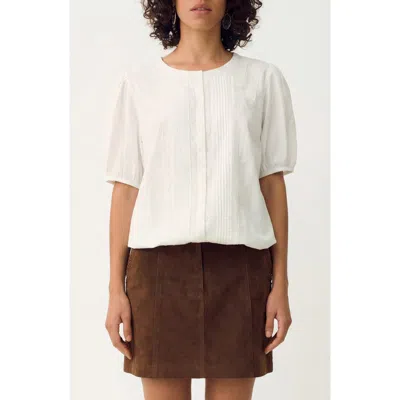 Per Una By M&s Pintuck Lace Inset Top In White