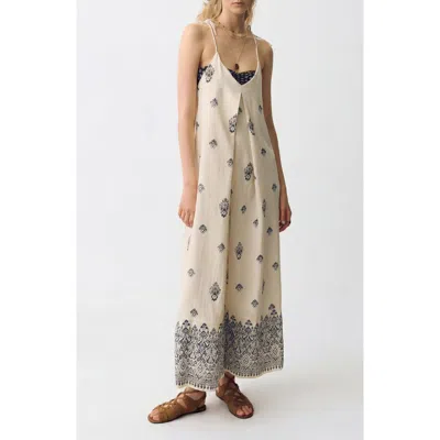 Per Una By M&s Print Cotton Jumpsuit In Ecru Ivory