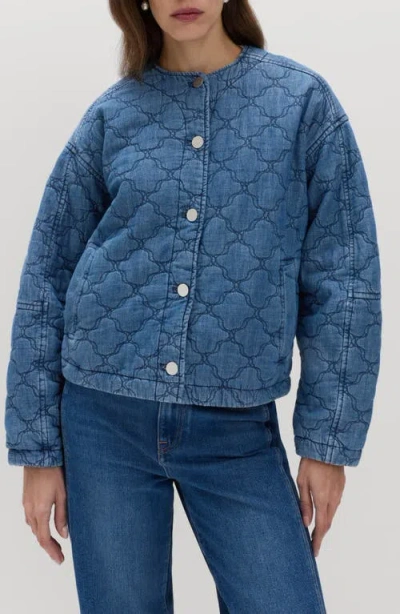Per Una By M&s Quilted Denim Jacket In Light Indigo