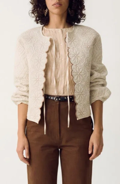 Per Una By M&s Scallop Trim Quilted Jacket In Neutral