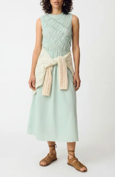 Per Una By M&s Sleeveless Cotton Midi Dress In Green