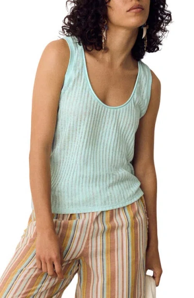 Per Una By M&s Textured Stripe Knit Tank In Blue