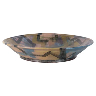 Pre-owned Per Weiss Unique Ceramic Dish With Motif Of Mysselhøj, Signed 1990 In Gray