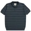 Peraluna Blue Marsan Polo-neck Short Sleeved Pure Organic Cotton Men's Knit T-shirt In Indigo In Blue