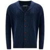 Peraluna Blue Shawl Collar Cashmere Blend Cable Knit Men's Cardigan - Indigo In Blue