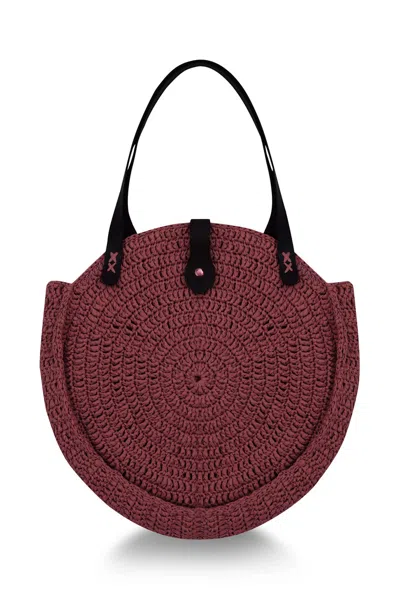 Peraluna Brown Kai Bag Hand Knitted Women's Shoulder Bag  / Pale Brick Color In Burgundy