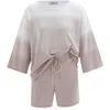 Peraluna Brown Siri Knitted Blouse & Shorts Matching Set In Beige In Brown