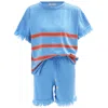 Peraluna Hannah Knitted Summer Blouse & Shorts Set In Multicolor