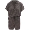 Peraluna Kaira Knitted Hooded Blouse & Shorts Matching Set In Brown In Brown