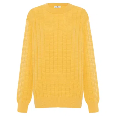 Peraluna Men's Yellow / Orange Zacha O-neck Waffle Knit Pullover In Yellow In Yellow/orange