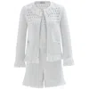Peraluna Miyoki Knitted Crop Cardigan & Shorts Matching Set In Off-white In White