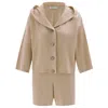 Peraluna Neutrals Mujo Knitted Crop Cardigan & Shorts In Candy Beige In Beige