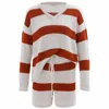 Peraluna Siena Knitted Striped Blouse & Shorts Matching Set In Multicolor