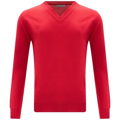 Peraluna V Neck Basic Knitwear Men's Pullover - Red