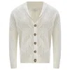 Peraluna White Benjamin Shawl Collar Cable Knit Men's Cardigan - Ecru In White
