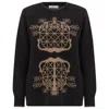 Peraluna Women's Amaris Pullover Jacquard Long Knit Sweater - Black In Black
