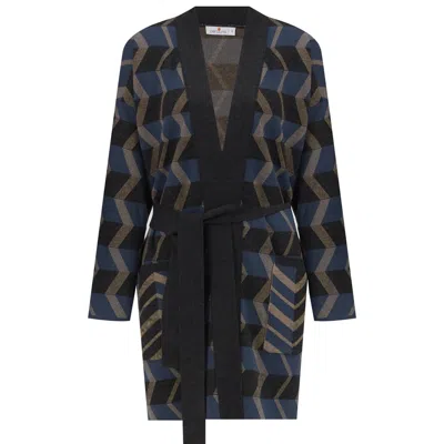 Peraluna Women's April Jacquard Patterned Knit  Cardigan - Multicolor In Black